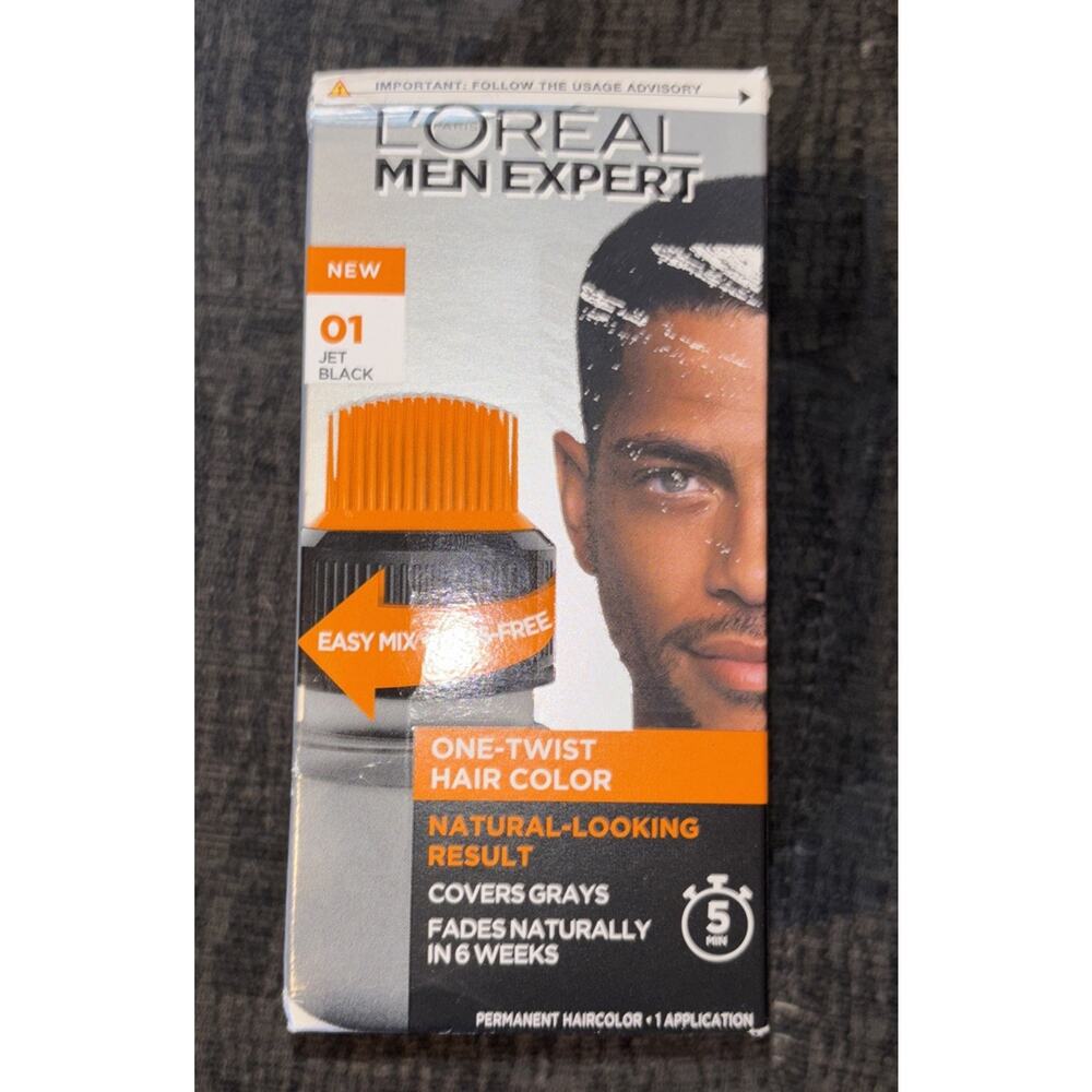 L'Oreal MEN EXPERT One Twist Permanent Hair Color 01 JET BLACK Covers Gray